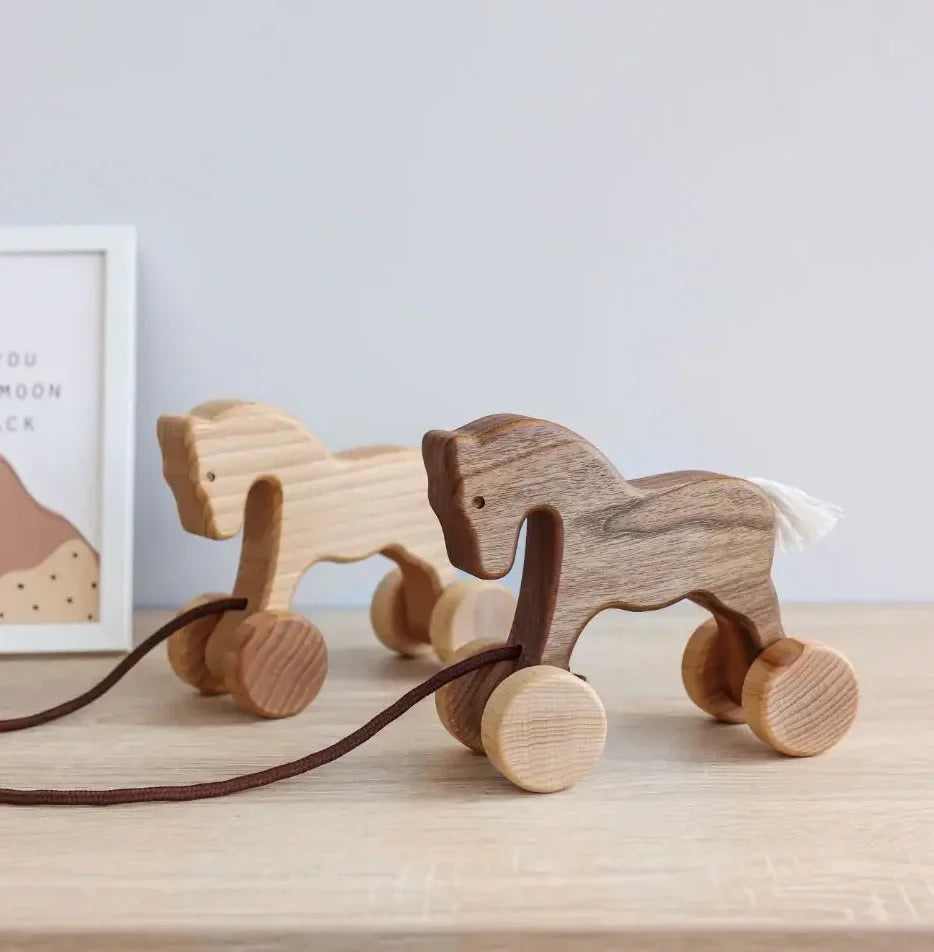 Pull-along wooden horse