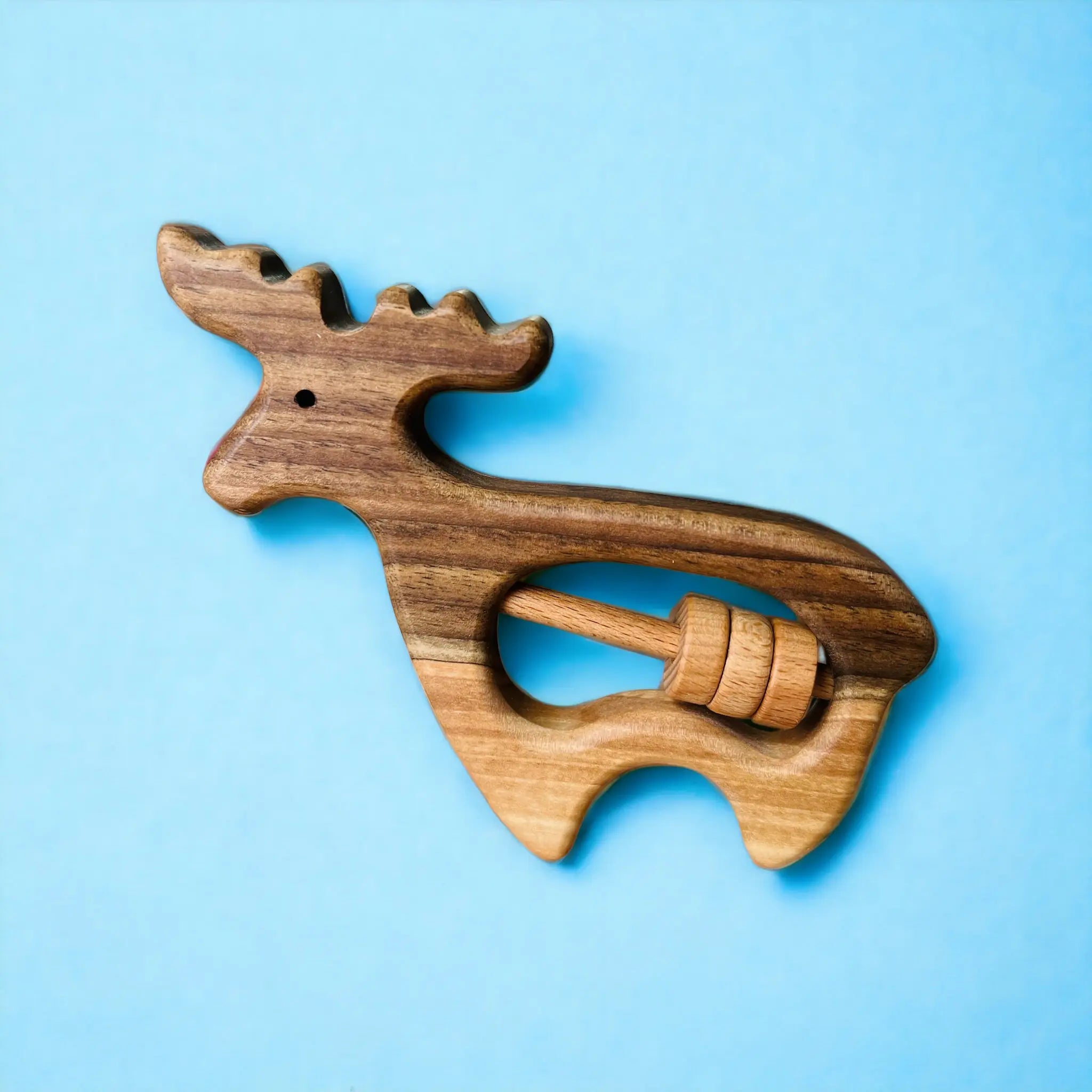 Montessori Wooden Rattle toy Moose